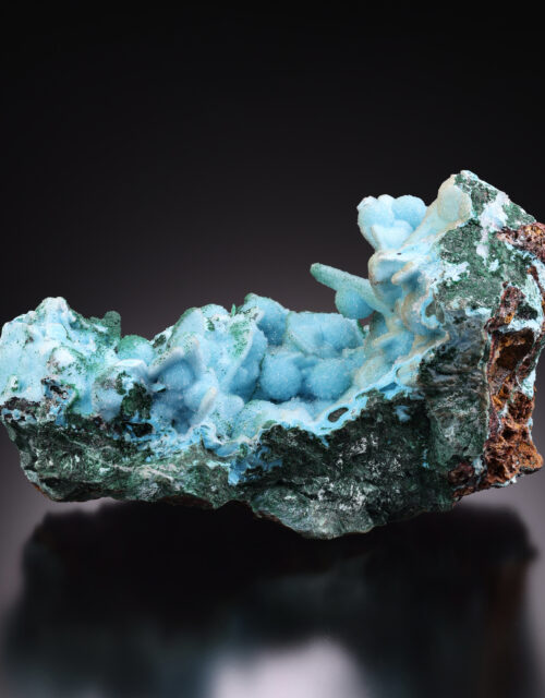 Quartz on Chrysocolla after Malachite after Gypsum: Tenke mine, Tenke-Fungurume Area, Lualaba, DR Congo