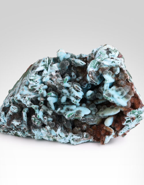Quartz on Chrysocolla after Malachite after Gypsum: Tenke mine, Tenke-Fungurume Area, Lualaba, DR Congo