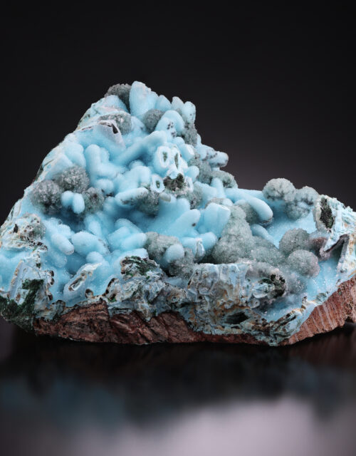 Quartz on Chrysocolla after Malachite after Gypsum: Tenke mine, Tenke-Fungurume Area, Lualaba, DR Congo