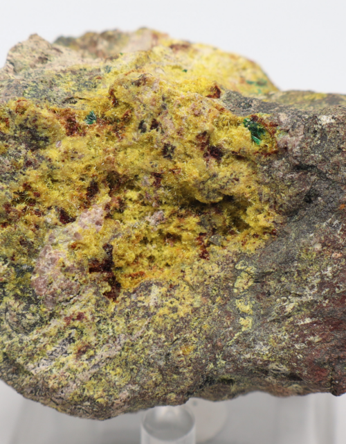 Uranophane, Malachite, Soddyite, Cuprosklodowskite: Musonoi Mine, Kolwezi, Mutshatsha, Lualaba, DR Congo