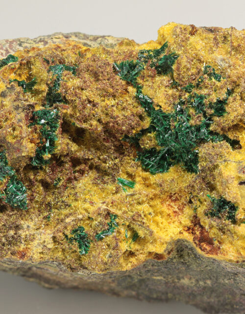 Uranophane, Baryte, Malachite: Musonoi Mine, Kolwezi, Mutshatsha, Lualaba, DR Congo