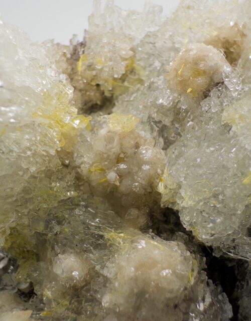 Sklodowskite, Gypsum, Calcite: Animas mine, West Camp, Santa Eulalia, Chihuahua State, Mexico