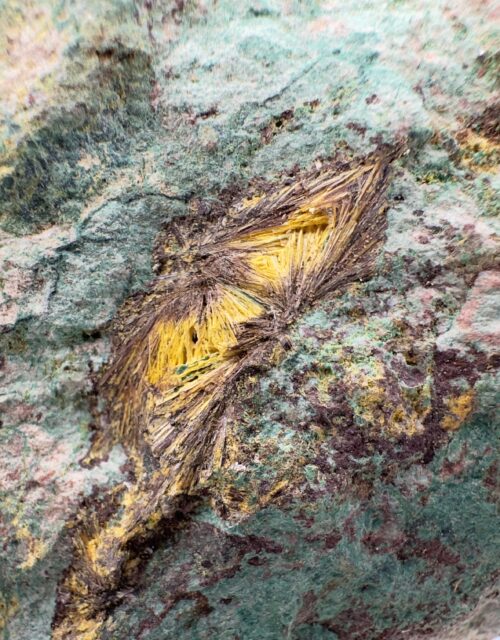Uranophane, Metatorbernite, Kasolite, Cuprosklodowskite: Musonoi Mine, Kolwezi, Mutshatsha, Lualaba, DR Congo