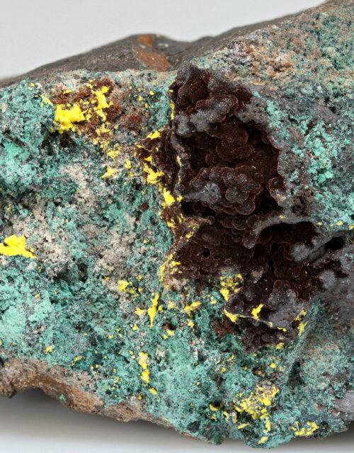 Guilleminite, Malachite, Goethite: Musonoi Mine, Kolwezi, Mutshatsha, Lualaba, DR Congo
