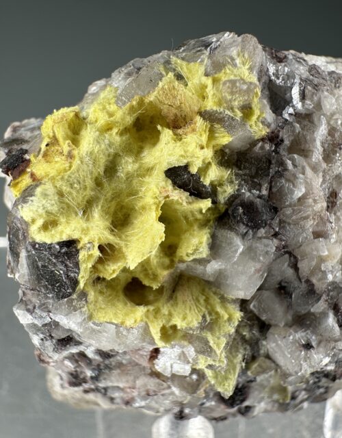 Uranophane, Calcite: Grants Mining District, New Mexico, USA