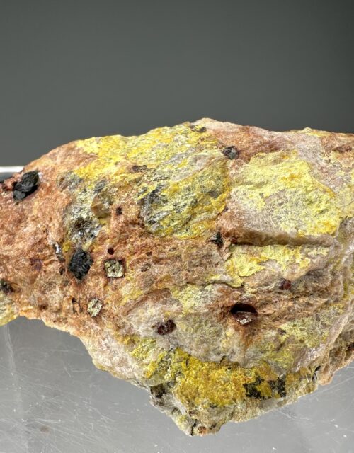 Uraninite, Autunite, Microcline: Andrews Quarry, Portland, Middlesex County, Connecticut, USA