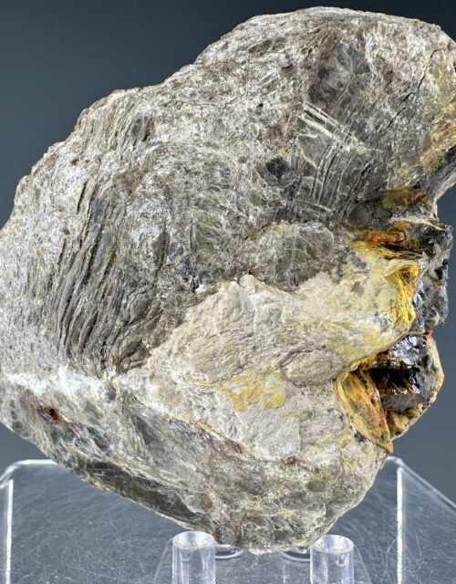 Uraninite, "Gummite", Muscovite: Deer Park Mine, Spruce Pine, Mitchell County, North Carolina, USA