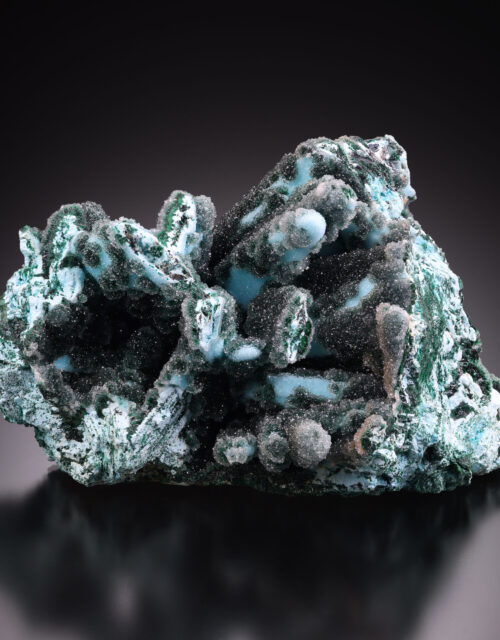 Quartz on Chrysocolla after Malachite after Gypsum